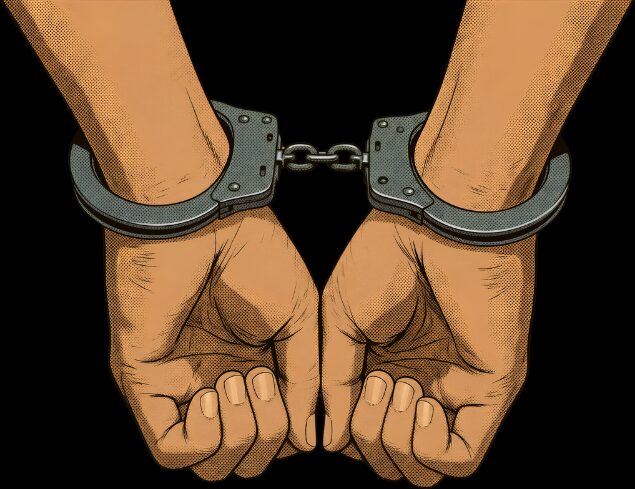 Illustration of hands in handcuffs